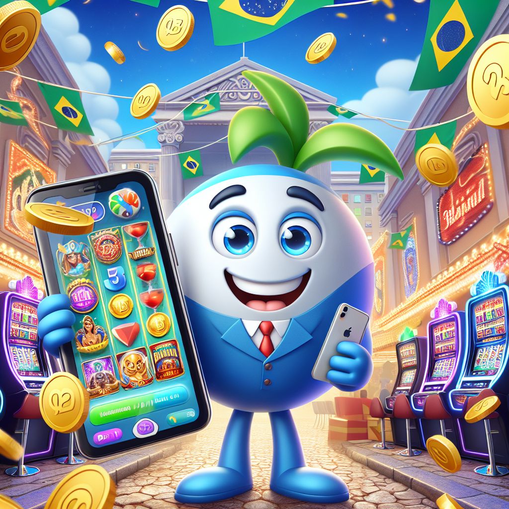 zx39 Casino cartoon character holding chips and a phone with casino games